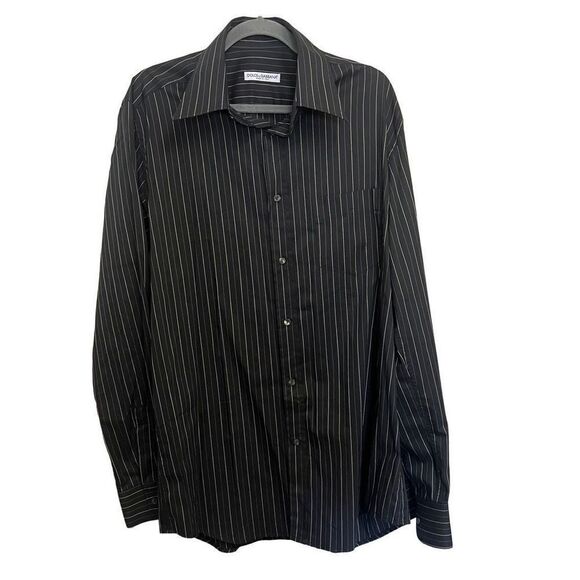 Dolce & Gabbana Men’s Button down Striped Navy Shirt Size 17.5/44 - Picture 3 of 6